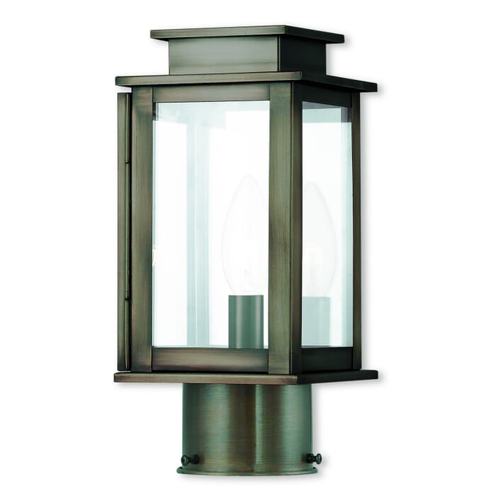 Princeton 1-Light Outdoor Post-Top Lanterm in Vintage Pewter w with Polished Chrome Stainless Steel Princeton 1-Light Outdoor Post-Top Lanterm in Vintage Pewter w with Polished Chrome Stainless Steel
