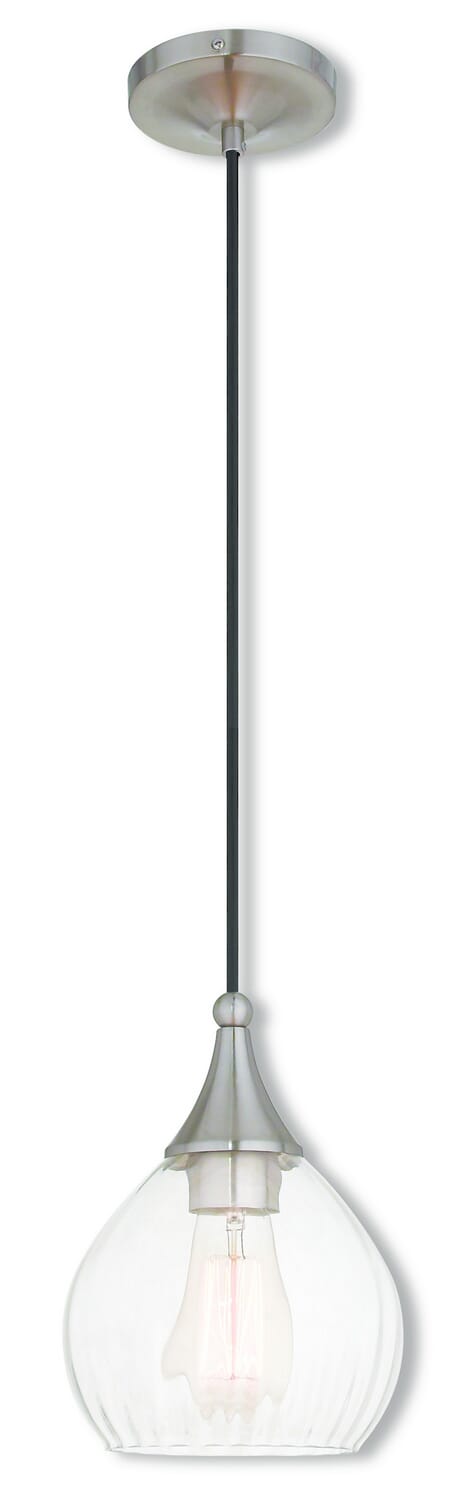 Hand Blown Art Glass Mini Pendants 1-Light Mini Pendant in Brushed Nickel