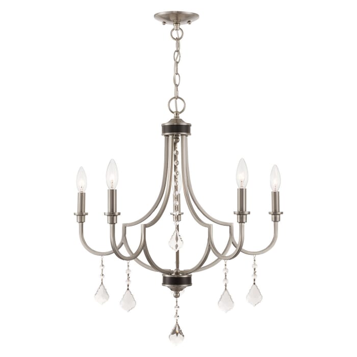 Glendale 5-Light Chandelier in Brushed Nickel w with English Bronzes Glendale 5-Light Chandelier in Brushed Nickel w with English Bronzes