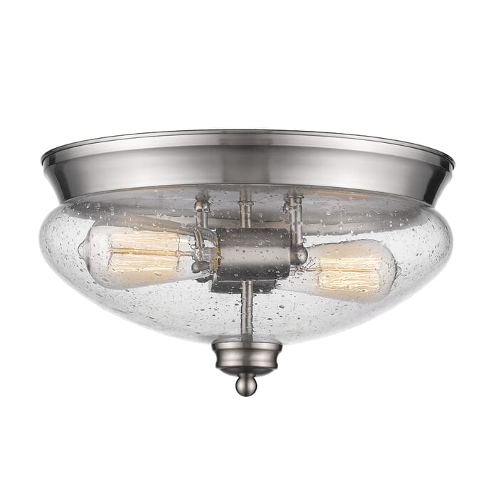 Z-Lite Amon 2-Light Flush Mount Ceiling Light In Brushed Nickel Z-Lite Amon 2-Light Flush Mount Ceiling Light In Brushed Nickel