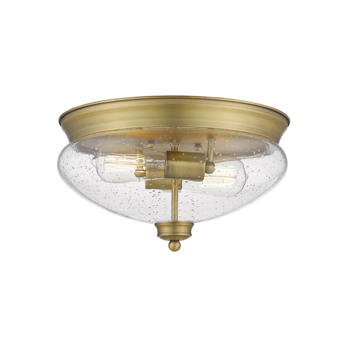 Z-Lite Amon 2-Light Flush Mount Ceiling Light In Heritage Brass Z-Lite Amon 2-Light Flush Mount Ceiling Light In Heritage Brass
