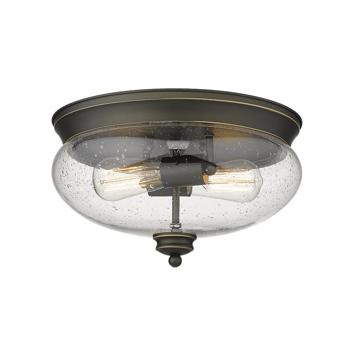 Z-Lite Amon 2-Light Flush Mount Ceiling Light In Olde Bronze Z-Lite Amon 2-Light Flush Mount Ceiling Light In Olde Bronze