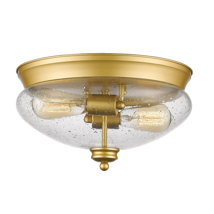 Z-Lite Amon 2-Light Flush Mount Ceiling Light In Satin Gold Z-Lite Amon 2-Light Flush Mount Ceiling Light In Satin Gold
