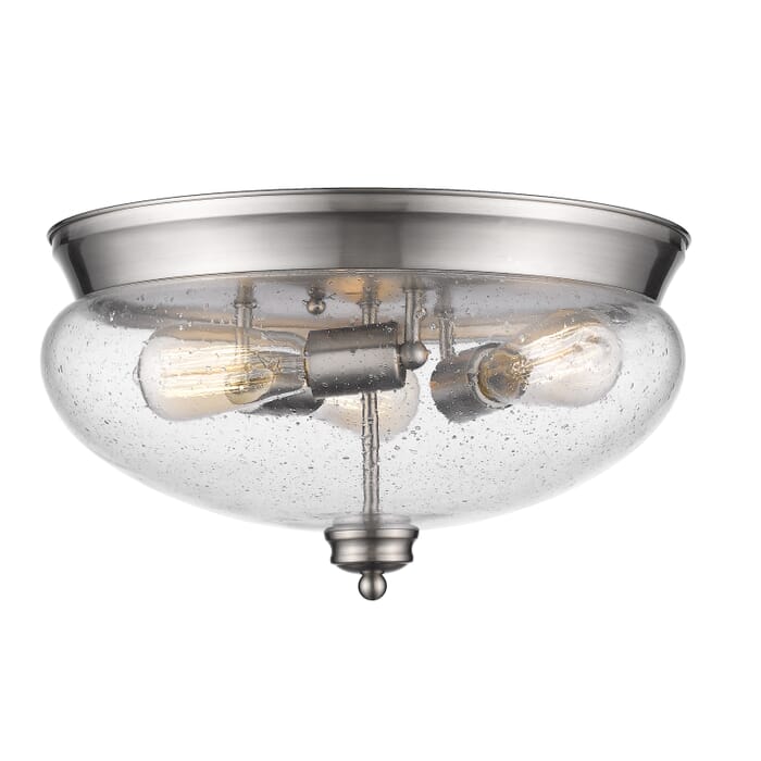 Z-Lite Amon 3-Light Flush Mount Ceiling Light In Brushed Nickel Z-Lite Amon 3-Light Flush Mount Ceiling Light In Brushed Nickel