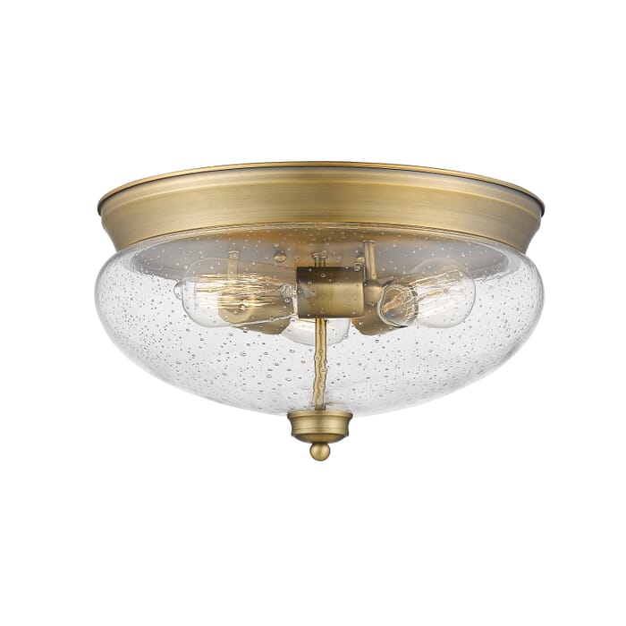 Z-Lite Amon 3-Light Flush Mount Ceiling Light In Heritage Brass Z-Lite Amon 3-Light Flush Mount Ceiling Light In Heritage Brass