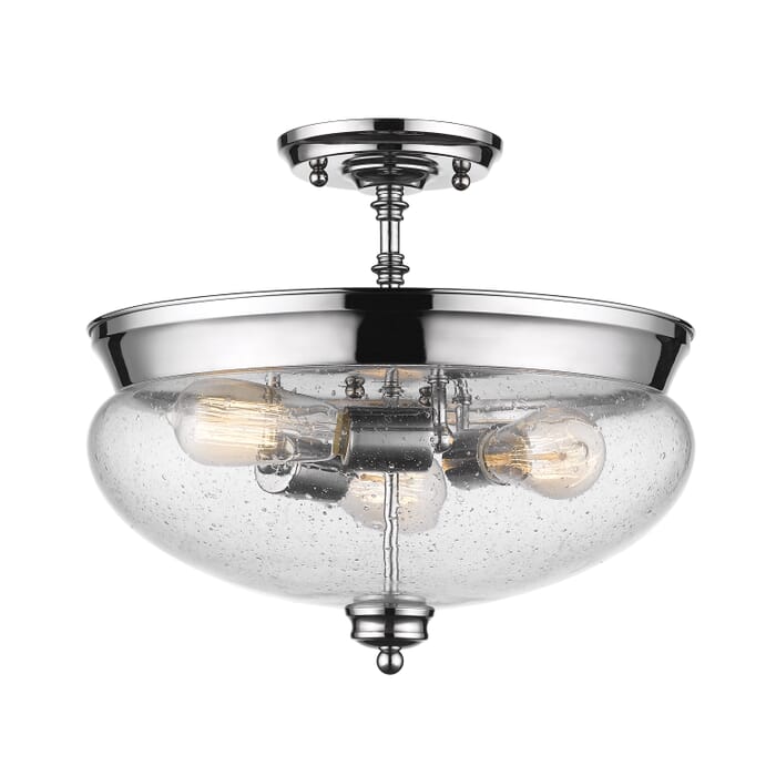 Z-Lite Amon 3-Light Semi Flush Mount Ceiling Light In Chrome Z-Lite Amon 3-Light Semi Flush Mount Ceiling Light In Chrome