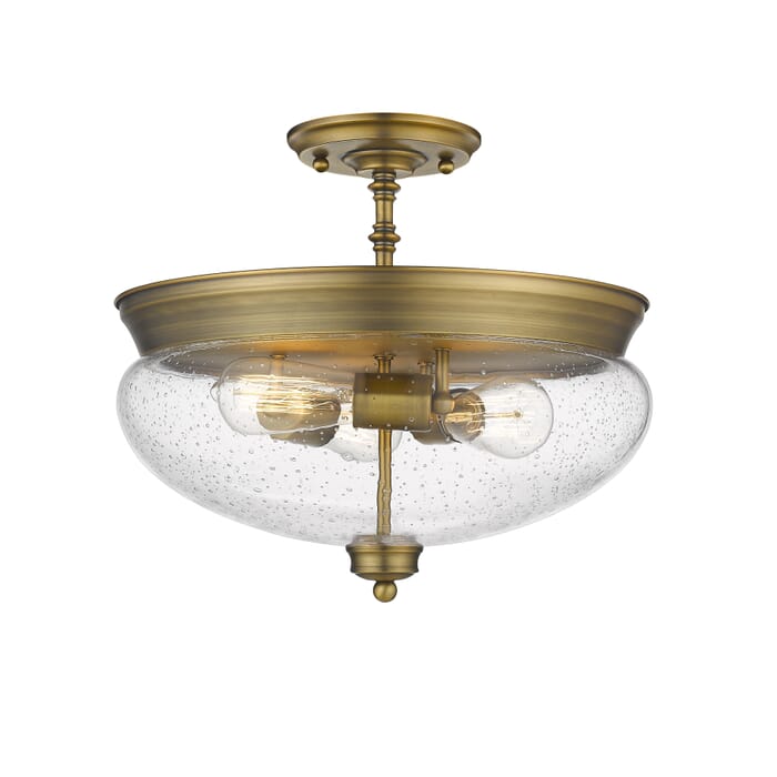 Z-Lite Amon 3-Light Semi Flush Mount Ceiling Light In Heritage Brass Z-Lite Amon 3-Light Semi Flush Mount Ceiling Light In Heritage Brass