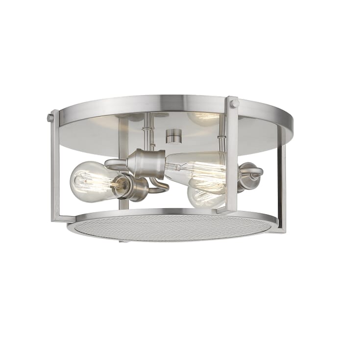 Z-Lite Halcyon 3-Light Flush Mount Ceiling Light In Brushed Nickel Z-Lite Halcyon 3-Light Flush Mount Ceiling Light In Brushed Nickel