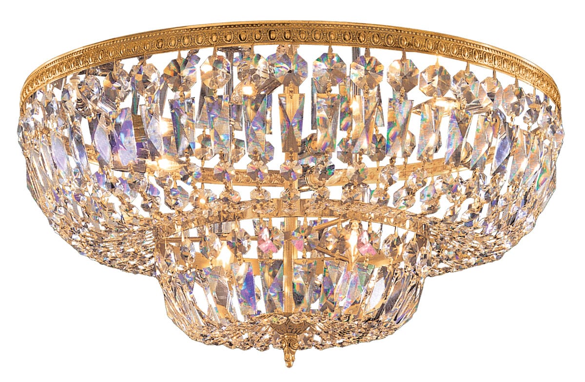 6-Light 24" Ceiling Light in Olde Brass with Clear Spectra Crystals