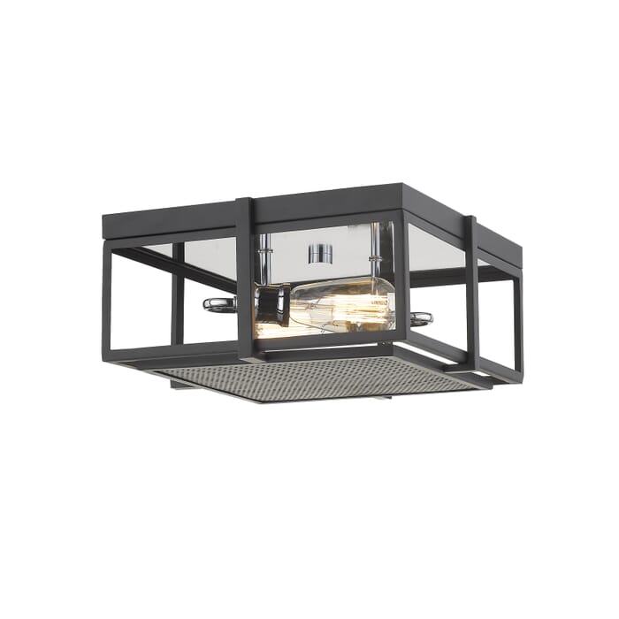 Z-Lite Halcyon 2-Light Flush Mount Ceiling Light In Matte Black With Chrome Z-Lite Halcyon 2-Light Flush Mount Ceiling Light In Matte Black With Chrome