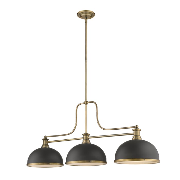 Z-Lite Melange 3-Light Linear Pendant Light In Heritage Brass Z-Lite Melange 3-Light Linear Pendant Light In Heritage Brass