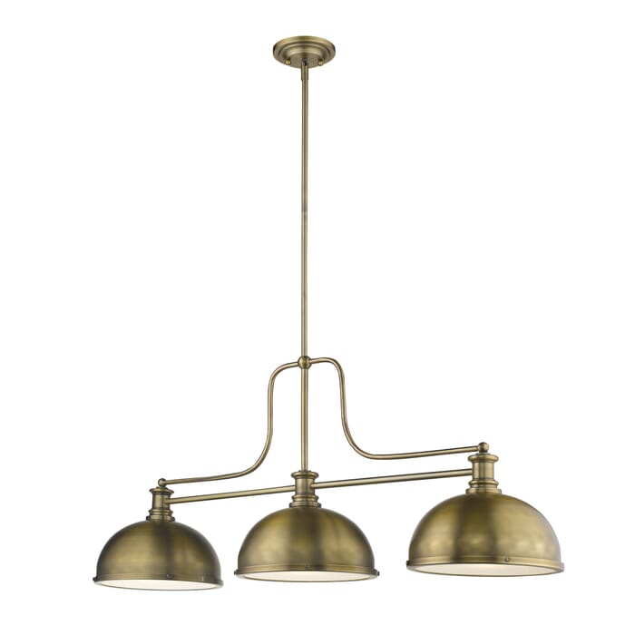 Z-Lite Melange 3-Light Linear Pendant Light In Heritage Brass Z-Lite Melange 3-Light Linear Pendant Light In Heritage Brass