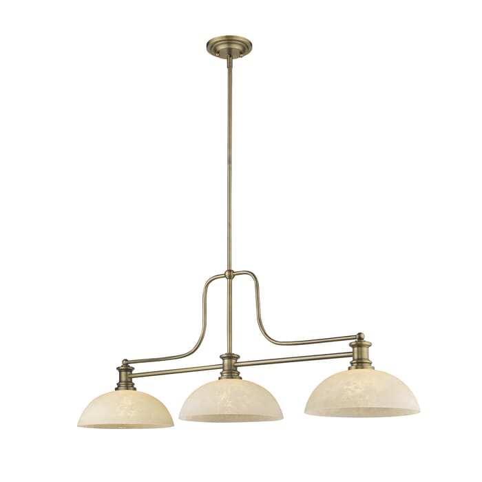 Z-Lite Melange 3-Light Linear Pendant Light In Heritage Brass Z-Lite Melange 3-Light Linear Pendant Light In Heritage Brass