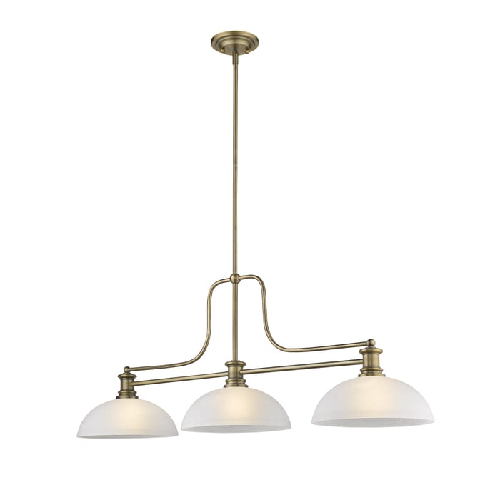 Z-Lite Melange 3-Light Linear Pendant Light In Heritage Brass Z-Lite Melange 3-Light Linear Pendant Light In Heritage Brass
