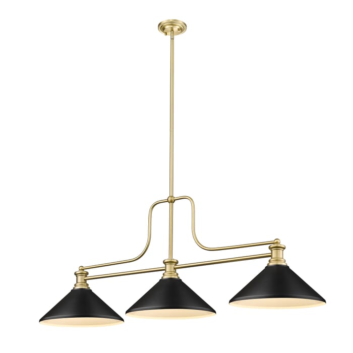 Z-Lite Melange 3-Light Linear Pendant Light In Heritage Brass Z-Lite Melange 3-Light Linear Pendant Light In Heritage Brass
