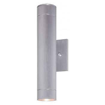 The Great Outdoors Skyline 2-Light 15" Outdoor Wall Light in Brushed Aluminum
