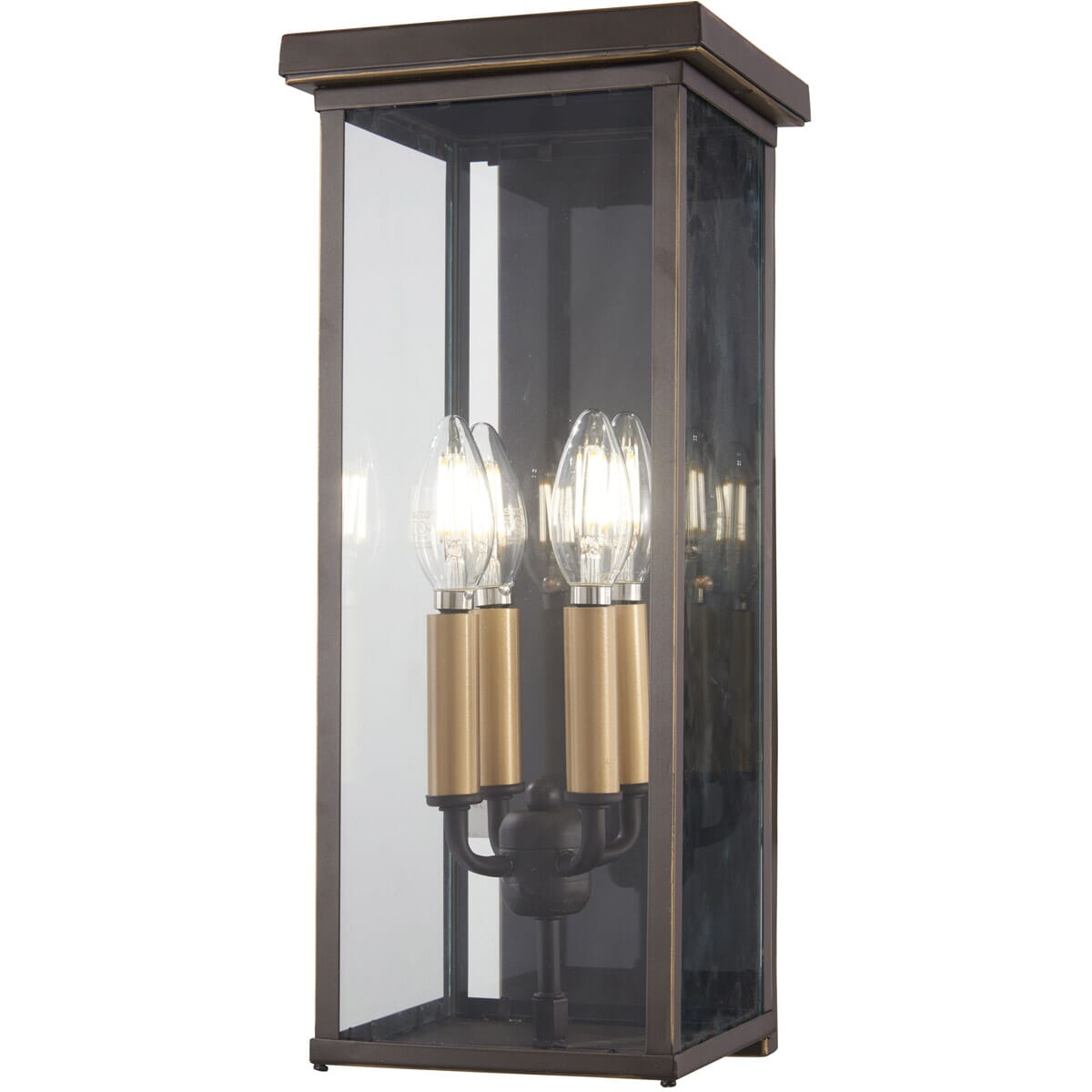 Casway 4-Light 17" Outdoor Wall Light in Oil Rubbed Bronze with Gold High