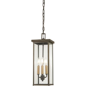 The Great Outdoors Casway 4-Light 19" Outdoor Hanging Light in Oil Rubbed Bronze with Gold High