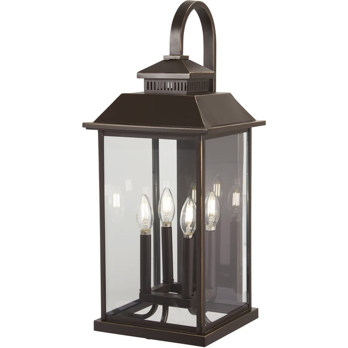 The Great Outdoors Miner'S Loft 4-Light 26" Outdoor Wall Light in Oil Rubbed Bronze with Gold High The Great Outdoors Miner'S Loft 4-Light 26" Outdoor Wall Light in Oil Rubbed Bronze with Gold High