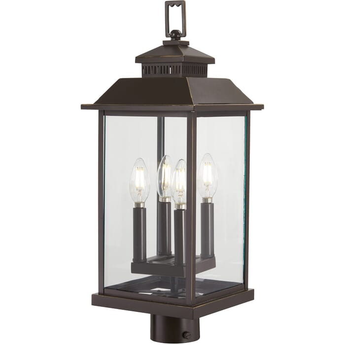 The Great Outdoors Miner'S Loft 4-Light 23" Outdoor Post Light in Oil Rubbed Bronze with Gold High The Great Outdoors Miner'S Loft 4-Light 23" Outdoor Post Light in Oil Rubbed Bronze with Gold High