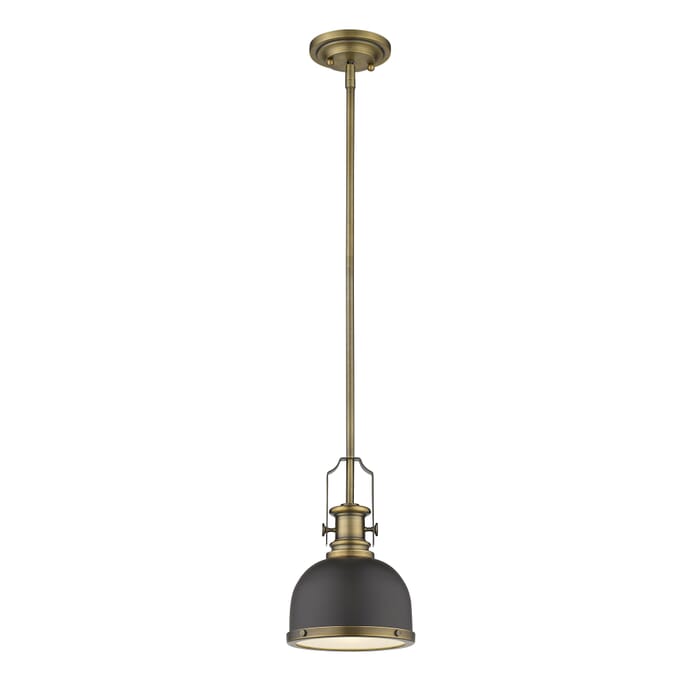 Z-Lite Melange 1-Light Mini Pendant Light In Bronze With Heritage Brass Z-Lite Melange 1-Light Mini Pendant Light In Bronze With Heritage Brass