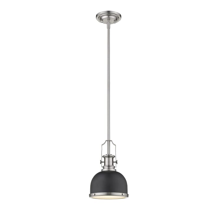 Z-Lite Melange 1-Light Mini Pendant Light In Matte Black With Brushed Nickel Z-Lite Melange 1-Light Mini Pendant Light In Matte Black With Brushed Nickel