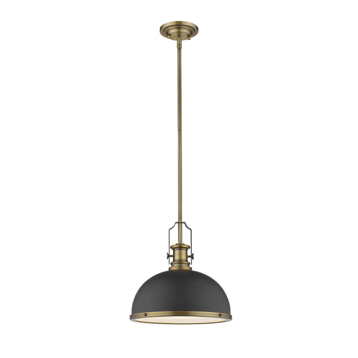 Z-Lite Melange 1-Light Pendant Light In Bronze With Heritage Brass Z-Lite Melange 1-Light Pendant Light In Bronze With Heritage Brass