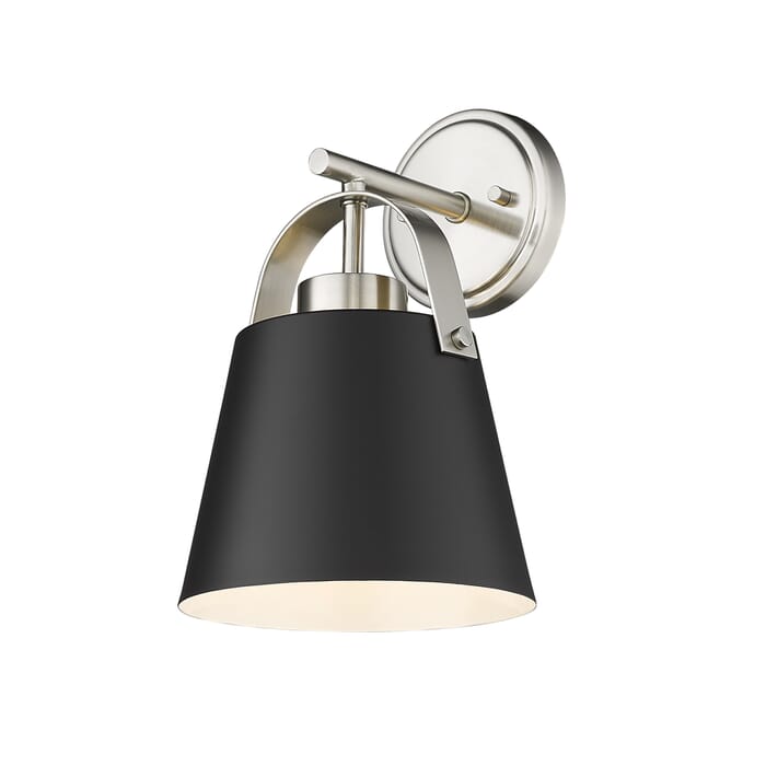 Z-Lite Z-Studio 1-Light Wall Sconce In Matte Black With Brushed Nickel Z-Lite Z-Studio 1-Light Wall Sconce In Matte Black With Brushed Nickel