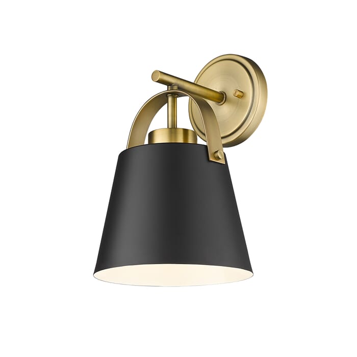 Z-Lite Z-Studio 1-Light Wall Sconce In Matte Black With Heritage Brass Z-Lite Z-Studio 1-Light Wall Sconce In Matte Black With Heritage Brass