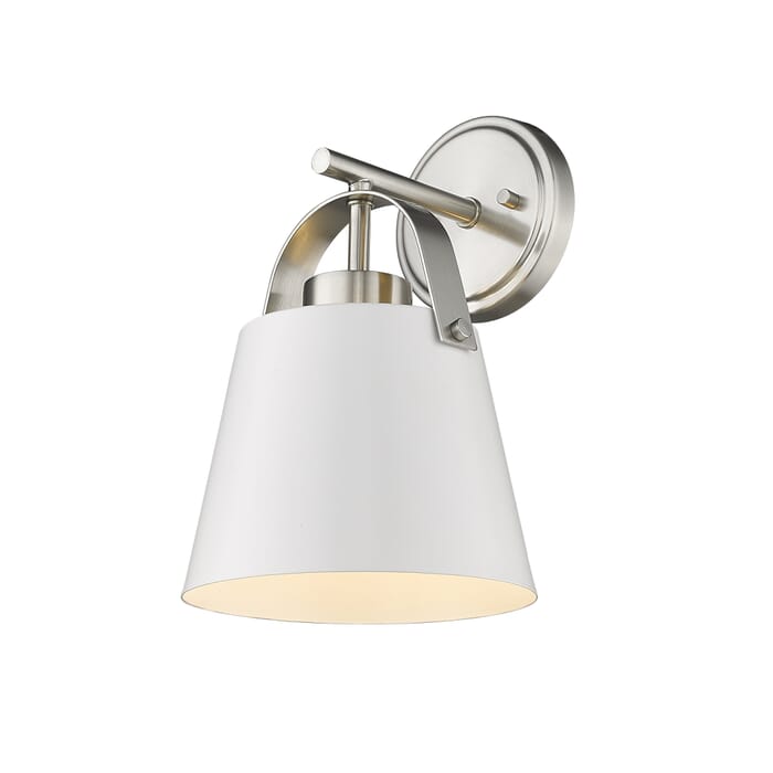 Z-Lite Z-Studio 1-Light Wall Sconce In Matte White With Brushed Nickel Z-Lite Z-Studio 1-Light Wall Sconce In Matte White With Brushed Nickel