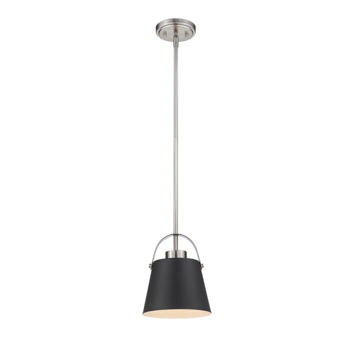 Z-Lite Z-Studio 1-Light Mini Pendant Light In Matte Black With Brushed Nickel Z-Lite Z-Studio 1-Light Mini Pendant Light In Matte Black With Brushed Nickel