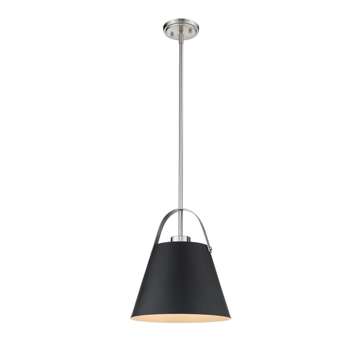 Z-Lite Z-Studio 1-Light Pendant Light In Matte Black With Brushed Nickel Z-Lite Z-Studio 1-Light Pendant Light In Matte Black With Brushed Nickel