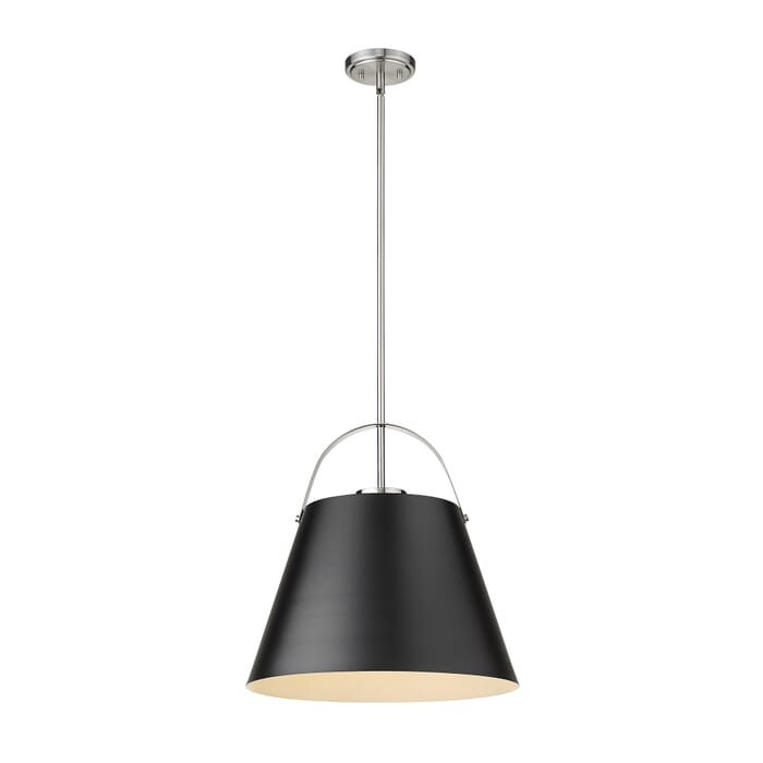 Z-Lite Z-Studio 1-Light Pendant Light In Matte Black With Brushed Nickel Z-Lite Z-Studio 1-Light Pendant Light In Matte Black With Brushed Nickel