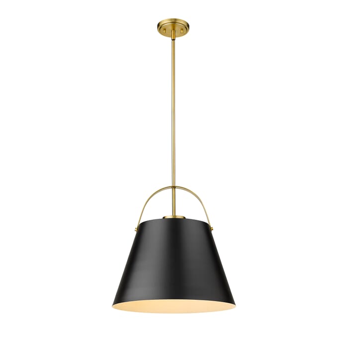 Z-Lite Z-Studio 1-Light Pendant Light In Matte Black With Heritage Brass Z-Lite Z-Studio 1-Light Pendant Light In Matte Black With Heritage Brass