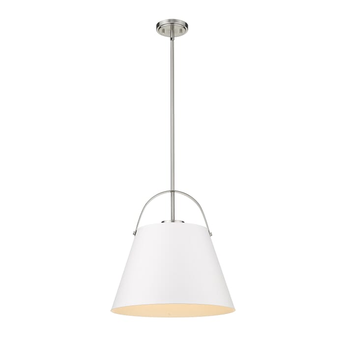 Z-Lite Z-Studio 1-Light Pendant Light In Matte White With Brushed Nickel Z-Lite Z-Studio 1-Light Pendant Light In Matte White With Brushed Nickel