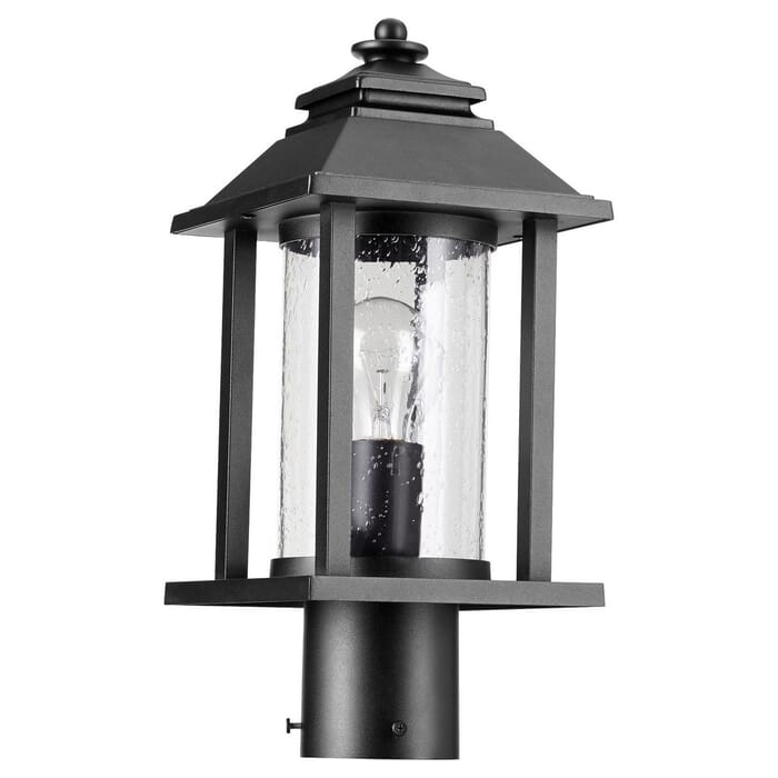 Quorum Crusoe 16" Outdoor Post Light in Noir Quorum Crusoe 16" Outdoor Post Light in Noir