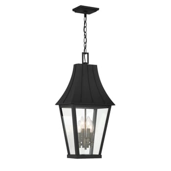 The Great Outdoors Chateau Grande 4-Light Outdoor Hanging Light in Coal With Gold