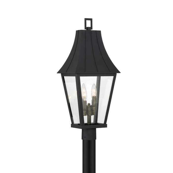 The Great Outdoors Chateau Grande 4-Light Outdoor Post Light in Coal With Gold The Great Outdoors Chateau Grande 4-Light Outdoor Post Light in Coal With Gold