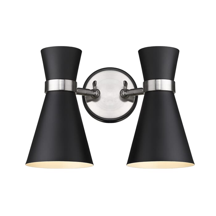 Z-Lite Soriano 2-Light Wall Sconce In Matte Black With Brushed Nickel Z-Lite Soriano 2-Light Wall Sconce In Matte Black With Brushed Nickel