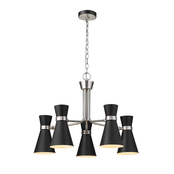 Z-Lite Soriano 5-Light Chandelier In Matte Black With Brushed Nickel Z-Lite Soriano 5-Light Chandelier In Matte Black With Brushed Nickel