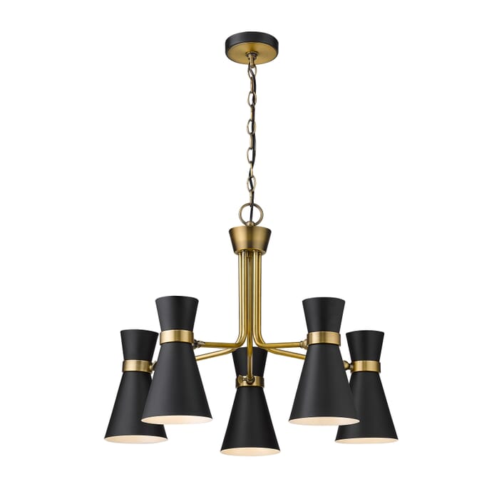 Z-Lite Soriano 5-Light Chandelier In Matte Black With Heritage Brass Z-Lite Soriano 5-Light Chandelier In Matte Black With Heritage Brass
