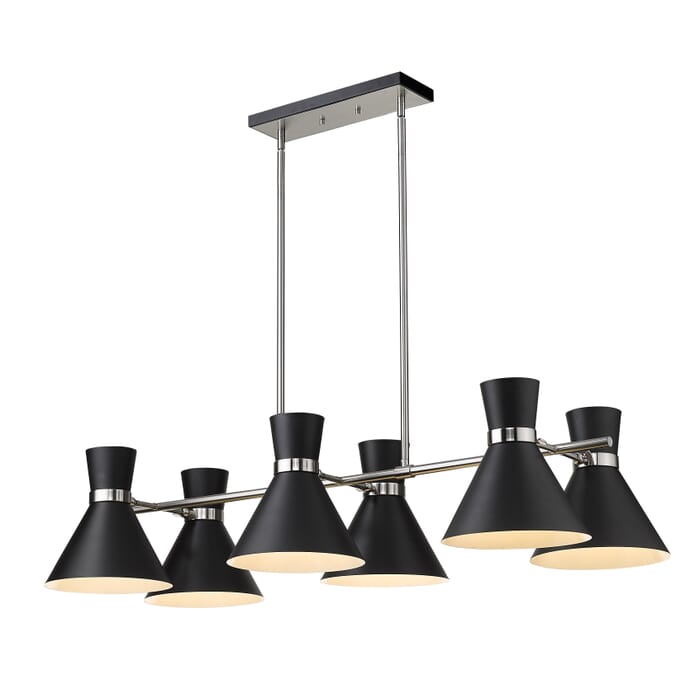 Z-Lite Soriano 6-Light Chandelier In Matte Black With Brushed Nickel Z-Lite Soriano 6-Light Chandelier In Matte Black With Brushed Nickel
