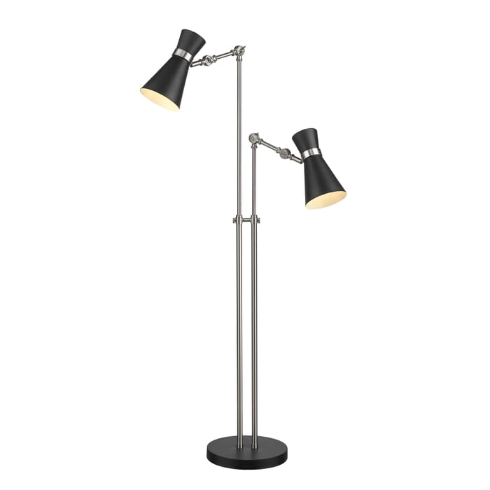 Z-Lite Soriano 2-Light Floor Lamp Light In Matte Black With Brushed Nickel Z-Lite Soriano 2-Light Floor Lamp Light In Matte Black With Brushed Nickel