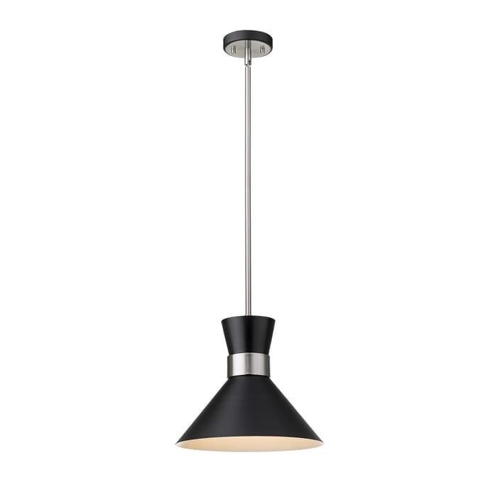 Z-Lite Soriano 1-Light Pendant Light In Matte Black With Brushed Nickel Z-Lite Soriano 1-Light Pendant Light In Matte Black With Brushed Nickel