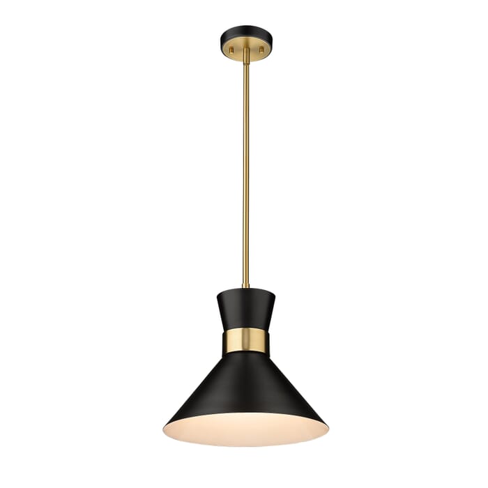 Z-Lite Soriano 1-Light Pendant Light In Matte Black With Heritage Brass Z-Lite Soriano 1-Light Pendant Light In Matte Black With Heritage Brass