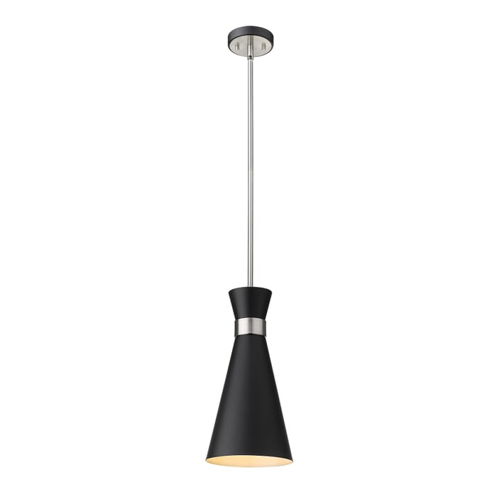 Z-Lite Soriano 1-Light Pendant Light In Matte Black With Brushed Nickel Z-Lite Soriano 1-Light Pendant Light In Matte Black With Brushed Nickel