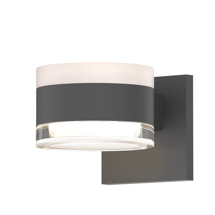 Sonneman REALS 2-Light Clr Acrylic LED Wall Sconce in Textured Gray Sonneman REALS 2-Light Clr Acrylic LED Wall Sconce in Textured Gray