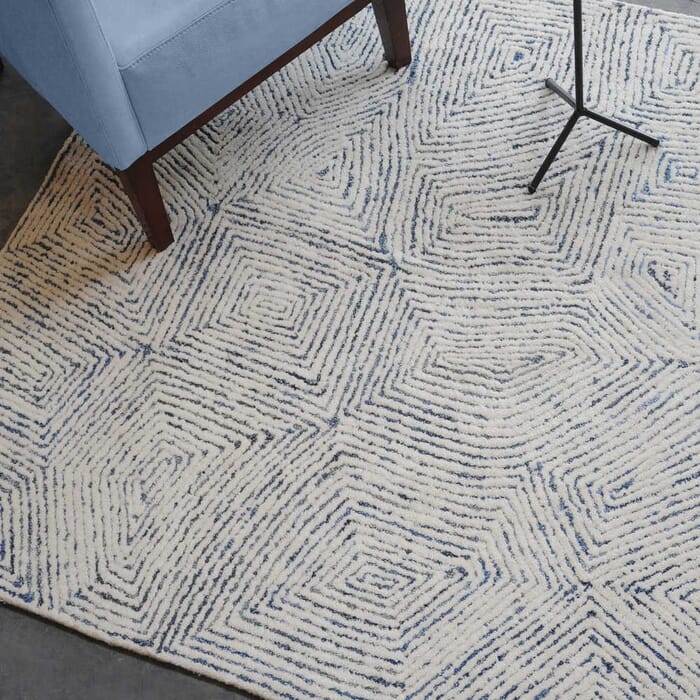 Uttermost Maze 8 x 10 Hand Tufted Wool Rug in Ivory/Rescued Denim Uttermost Maze 8 x 10 Hand Tufted Wool Rug in Ivory/Rescued Denim