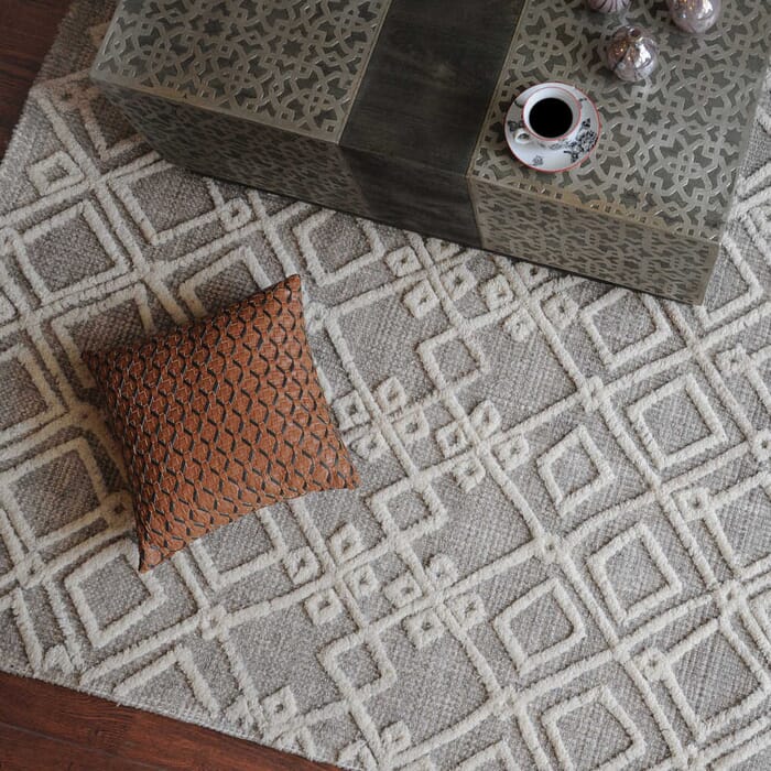 Uttermost Sieano 5 x 8 Tribal Inspired Design Wool Rug in Gray/Ivory Uttermost Sieano 5 x 8 Tribal Inspired Design Wool Rug in Gray/Ivory