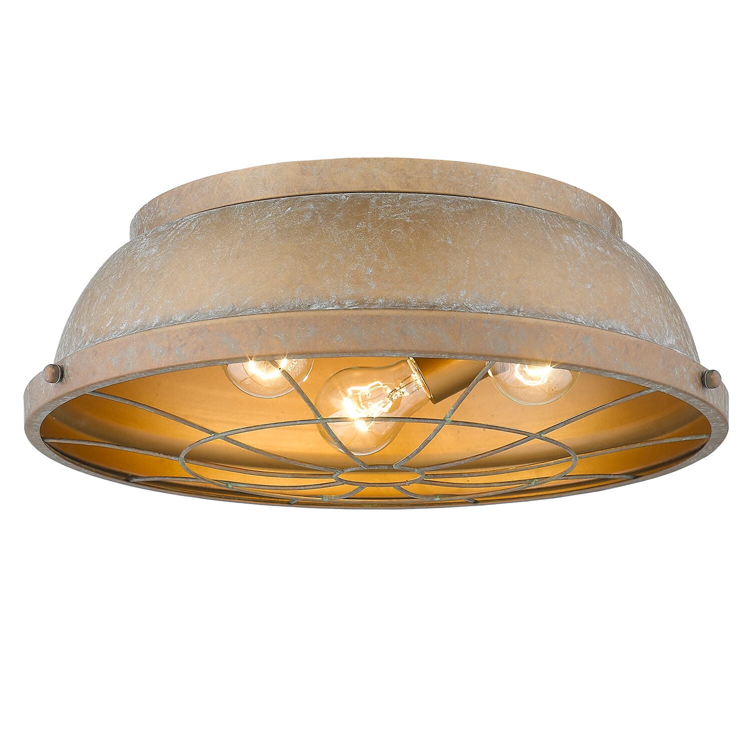 Golden Bartlett 3-Light 17" Ceiling Light in Copper Patina
